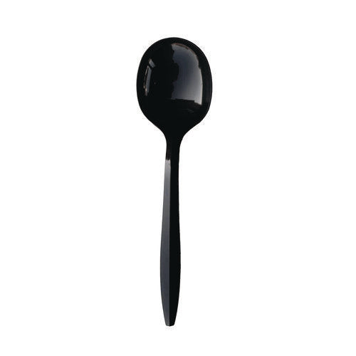 Mediumweight Polypropylene Cutlery, Soup Spoon, Black, 1,000/carton