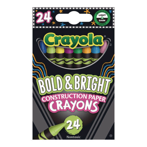 Bold And Bright Construction Paper Crayons, Assorted Colors, 24/box