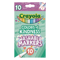 Colors Of Kindness Fine Line Washable Markers, Fine Bullet Tip, Assorted Colors, 10/box