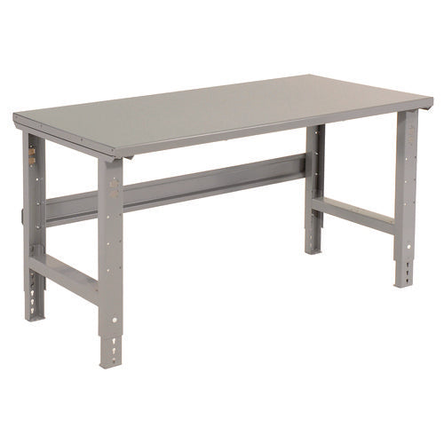 Standard Duty Steel Top Adjustable Height Workbench, 2,000 Lbs, 60 X 30 X 30.88 To 36.88, Gray