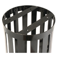 Outdoor Slatted Steel Trash Can, 24 Gal, Black, Ships In 1-3 Business Days