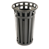Outdoor Slatted Steel Trash Can, 24 Gal, Black, Ships In 1-3 Business Days
