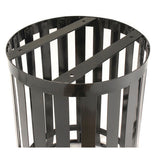 Outdoor Slatted Steel Trash Can, 36 Gal, Black, Ships In 1-3 Business Days