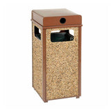Stone Panel All Weather Trash Receptacle Urn, 24 Gal, Steel, Brown, Ships In 1-3 Business Days