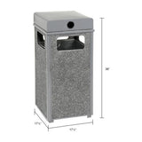 Stone Panel All Weather Trash Receptacle Urn, 24 Gal, Steel, Gray, Ships In 1-3 Business Days