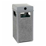 Stone Panel All Weather Trash Receptacle Urn, 24 Gal, Steel, Gray, Ships In 1-3 Business Days