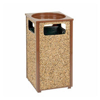 Stone Panel All Weather Trash Receptacle Urn, Open Ashtray Top, 24 Gal, Steel, Brown, Ships In 1-3 Business Days