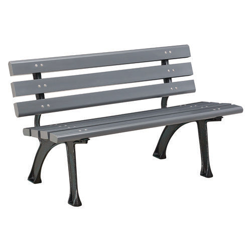 Recycled Plastic Benches With Back, 48 X 23 X 28, Gray, Ships In 4-6 Business Days, Ships In 1-3 Business Days