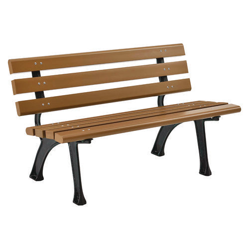 Recycled Plastic Benches With Back, 48 X 23 X 28, Tan