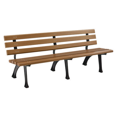 Recycled Plastic Benches With Back, 72 X 23 X 28, Tan, Ships In 4-6 Business Days, Ships In 1-3 Business Days