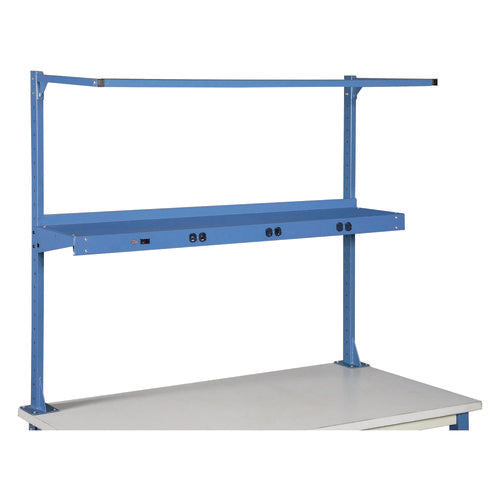Upper Workbench Shelf, 6 Single Outlets, For Use With 60" Wide Workbenches, 100 Lb Weight Capacity