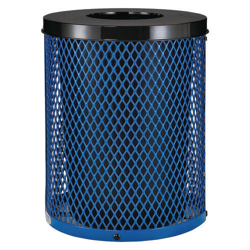 Outdoor Diamond Steel Trash Can, 36 Gal, Blue