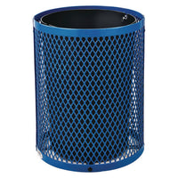 Outdoor Diamond Steel Trash Can, 36 Gal, Dome Lid, Blue, Ships In 1-3 Business Days