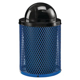 Outdoor Diamond Steel Trash Can, 36 Gal, Dome Lid, Blue, Ships In 1-3 Business Days