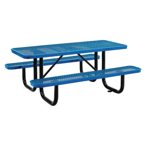 Expanded Steel Picnic Table, Rectangular, 72 X 62 X 29.5, Blue Top, Blue Base/legs, Ships In 1-3 Business Days