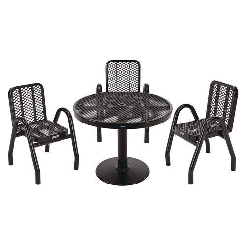 Outdoor Dining Set, Round, 36" Dia X 29"h, Black Top, Black Base/legs, Ships In 1-3 Business Days