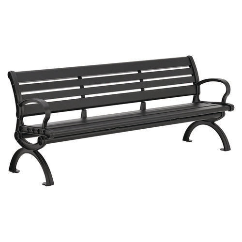 Aluminum Bench With Back, 73 X 22.75 X 30.75, Black, Ships In 1-3 Business Days