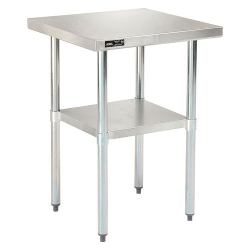 Work Table With Undershelf, Square, 30 X 30 X 35, Silver Top, Silver Base/legs