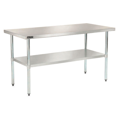 Work Table With Undershelf, Rectangular, 48 X 30 X 35, Silver Top, Silver Base/legs