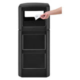 Square Plastic Waste Receptacle, Dome Lid With Open Sides, 42 Gal, Black, Ships In 1-3 Business Days