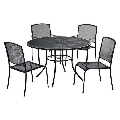 Interion Mesh Cafe Table And Chair Sets, Round, 48" Dia X 29"h, Black Top, Black Base/legs