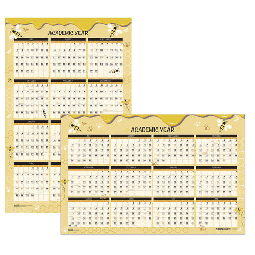 100% Recycled Academic Honeycomb Laminated Wall Calendar, 24 X 37, Tan/yellow Sheets, 12-month (july-june): 2024 To 2025