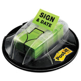 Page Flags In Dispenser, "sign & Date", Bright Green, 200 Flags-dispenser