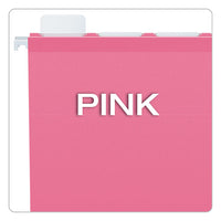 Ready-tab Colored Reinforced Hanging Folders, Letter Size, 1-5-cut Tab, Pink, 20-box