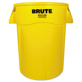 Brute Vented Trash Receptacle, Round, 44 Gal, Yellow