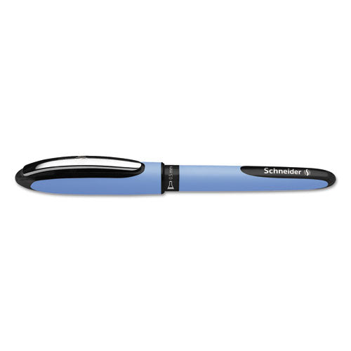 Schneider One Hybrid Stick Roller Ball Pen, 0.5mm, Black Ink, Blue Barrel, 10-box