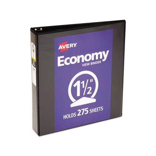 Economy View Binder With Round Rings , 3 Rings, 1.5" Capacity, 11 X 8.5, Black, (5725)