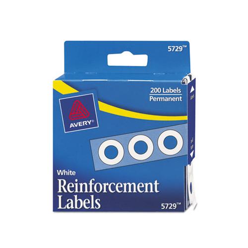 Dispenser Pack Hole Reinforcements, 1-4" Dia, White, 200-pack, (5729)