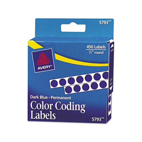 Handwrite-only Self-adhesive Removable Round Color-coding Labels In Dispensers, 0.25" Dia., Dark Blue, 450-roll, (5793)