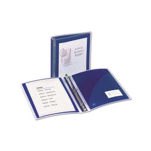 Flexi-view Binder With Round Rings, 3 Rings, 1.5" Capacity, 11 X 8.5, Navy Blue