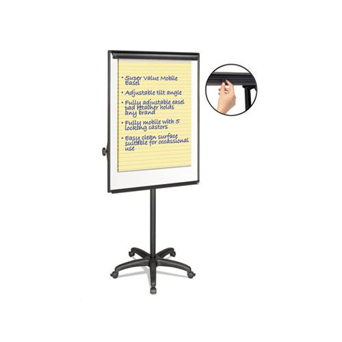 Silver Easy Clean Dry Erase Mobile Presentation Easel, 44" To 75-1-4" High