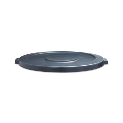 Lids For 44 Gal Waste Receptacles, Flat-top, Round, Plastic Gray