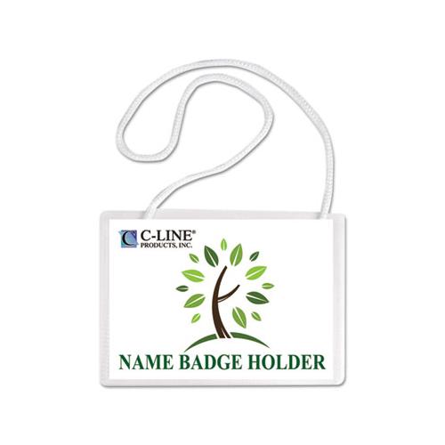 Specialty Name Badge Holder Kits, 4 X 3, Horizontal Orientation, White, 50-box