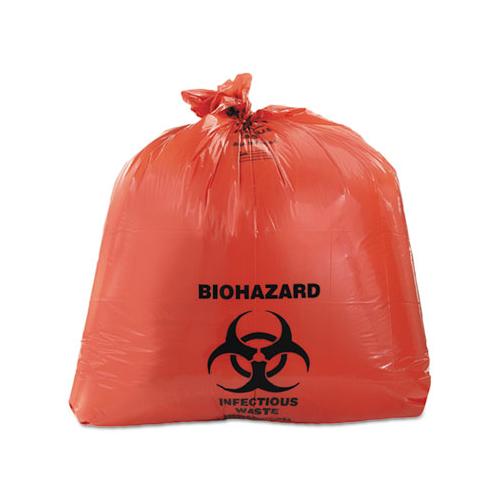 Healthcare Biohazard Printed Can Liners, 45 Gal, 3 Mil, 40" X 46", Red, 75-carton
