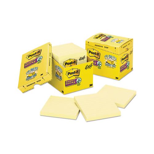 Canary Yellow Note Pads, Lined, 4 X 4, 90-sheet, 12-pack