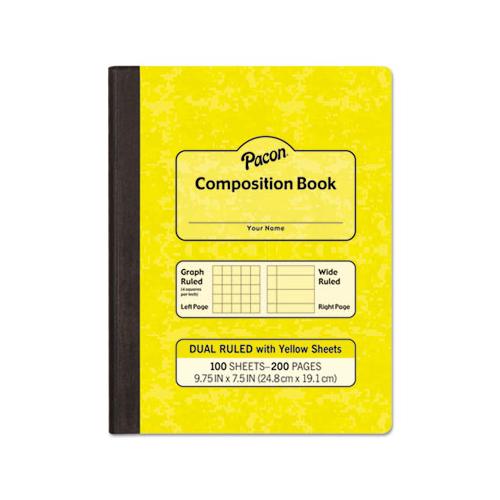 Composition Book, Wide-legal Rule, Yellow Cover, 9.75 X 7.5, 100 Sheets