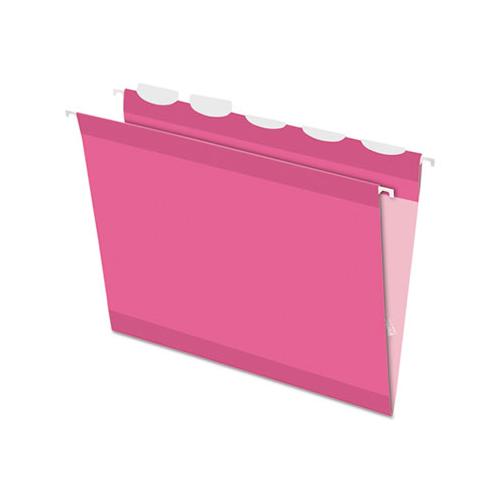 Ready-tab Colored Reinforced Hanging Folders, Letter Size, 1-5-cut Tab, Pink, 20-box