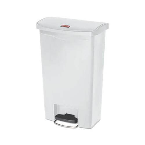 Slim Jim Resin Step-on Container, Front Step Style, 13 Gal, White