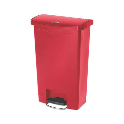 Slim Jim Resin Step-on Container, Front Step Style, 13 Gal, Red