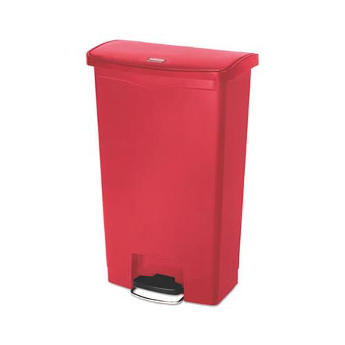 Slim Jim Resin Step-on Container, Front Step Style, 18 Gal, Red