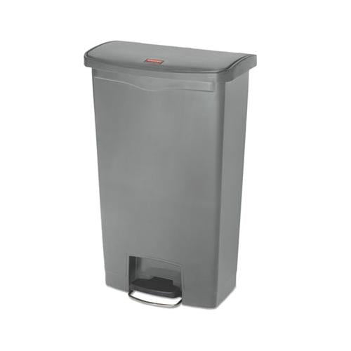 Slim Jim Resin Step-on Container, Front Step Style, 18 Gal, Gray