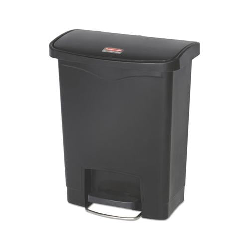 Slim Jim Resin Step-on Container, Front Step Style, 8 Gal, Black