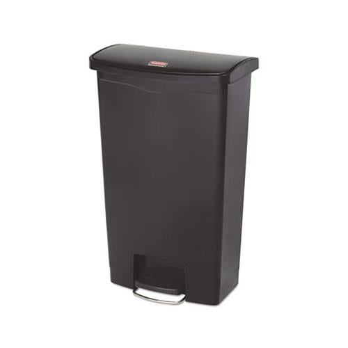 Slim Jim Resin Step-on Container, Front Step Style, 18 Gal, Black