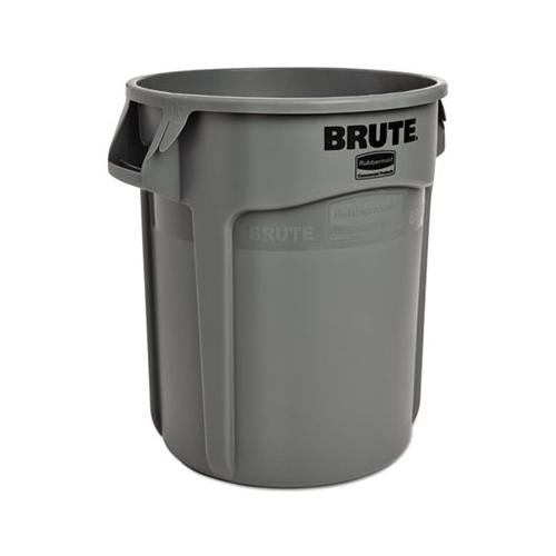 Round Brute Container, Plastic, 10 Gal, Gray