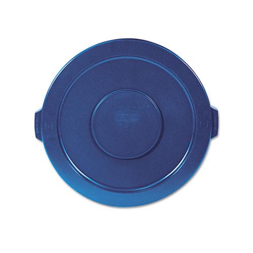 Round Flat Top Lid, For 32 Gal Round Brute Containers, 22.25" Diameter, Blue