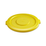 Round Flat Top Lid, For 32 Gal Round Brute Containers, 22.25" Diameter, Yellow